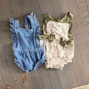 Blue and Floral Baby Rompers